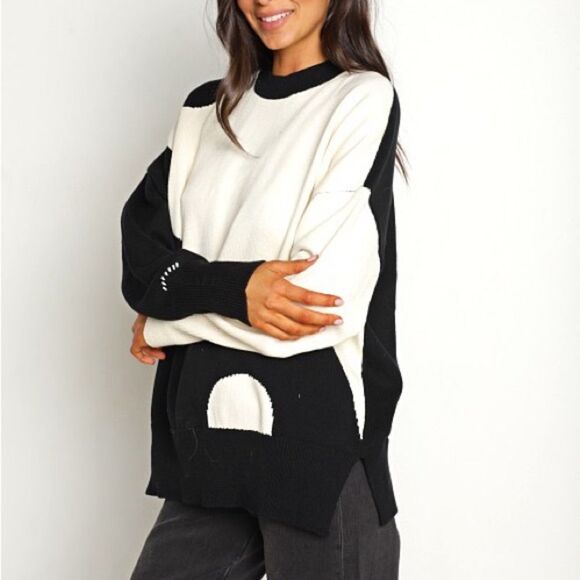 Pistola Darya Oversized Crewneck Yin Yang Sweater Size Large - Picture 2 of 9